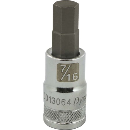 Dynamic Tools 1/2"Dr SAE Hex Head, 7/16" Bit Standard Length, Chrome Socket D013064